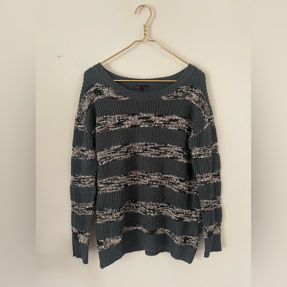 T/O SWEATERS/ navy textured sweater